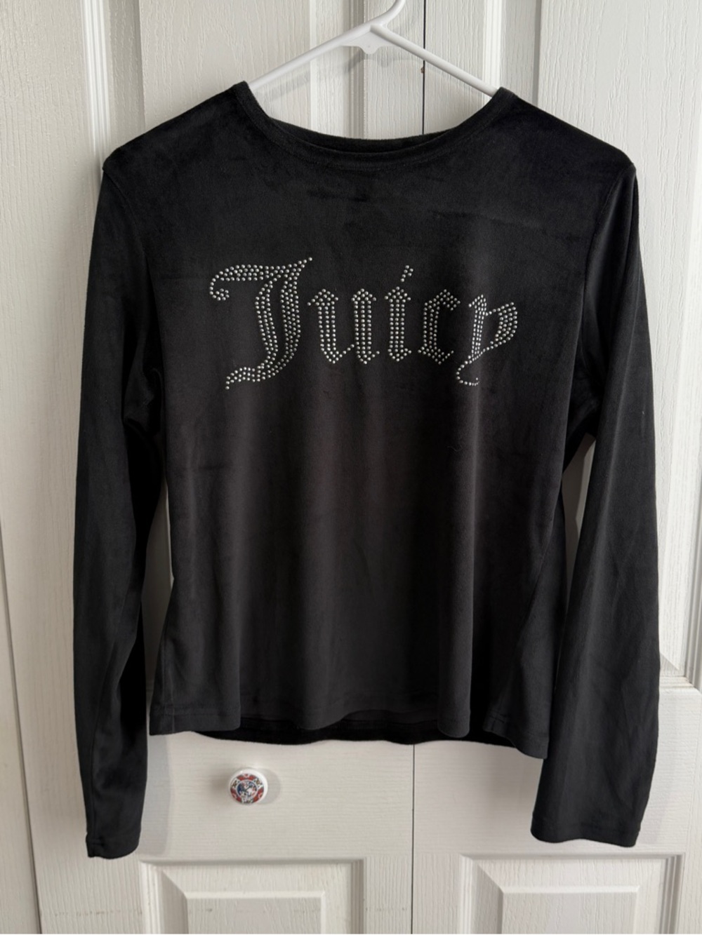 Juicy Couture black‎ velvet velour rhinestone size medium